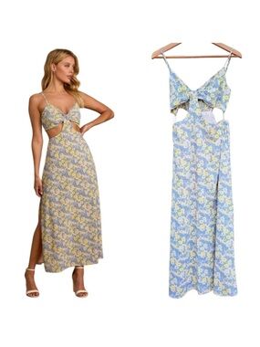 Lulus Floral Cutout Maxi Dress Size L